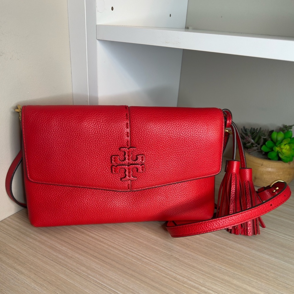 Tory Burch McGraw Crossbody bag in bright coral red